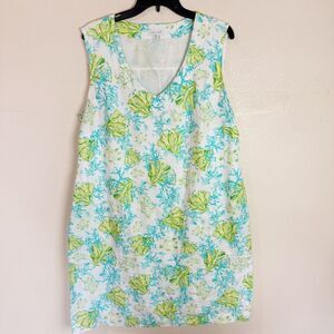 J Jill 2X Linen Tropical Vacation Resort Sun Dress Summer 2X Sea Shells